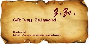Gévay Zsigmond névjegykártya